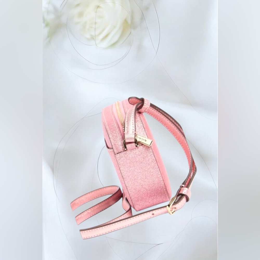 NEW KATE SPADE Glitter Crossbody Bag Mitten Pink Gold accents cc slots zips - Picture 9 of 10